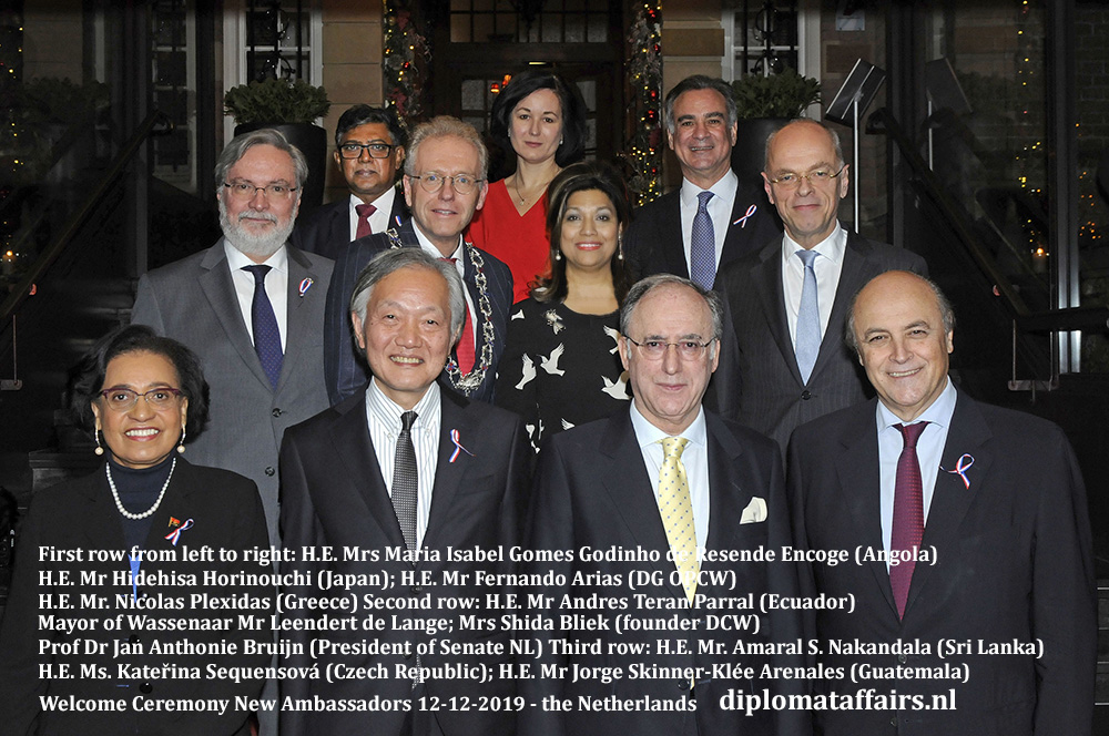 Mayor Leendert de Lange, Mrs Shida Bliek and the President of the Senate, Prof Dr Jan Anthonie Bruin welcome new Ambassadors at Diplomat Club Wassenaar Diplomat Affairs Magazine Mayor Leendert de Lange, Mrs Shida Bliek and the President of the Senate, Prof Dr Jan Anthonie Bruin welcome new Ambassadors at Diplomat Club Wassenaar Diplomat Affairs Magazine