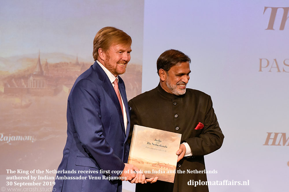 HM  King Willem-Alexander receives first copy of book on India and the Netherlands authored by Indian Ambassador Venu Rajamony Diplomat Affairs Magazine