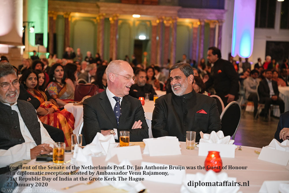 5.jpg President of the Senate of the Netherlands Prof. Dr. Jan Anthonie Bruijn was the Guest of Honour at a diplomatic reception hosted by Ambassador Venu Rajamony Diplomat affairs magazine