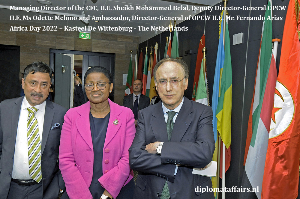 5. Ambassador, Director-General of the OPCW, H.E. Fernando Arias, H.E. Sheikh Mohammed Belal and H.E. Ms. Odette Melono